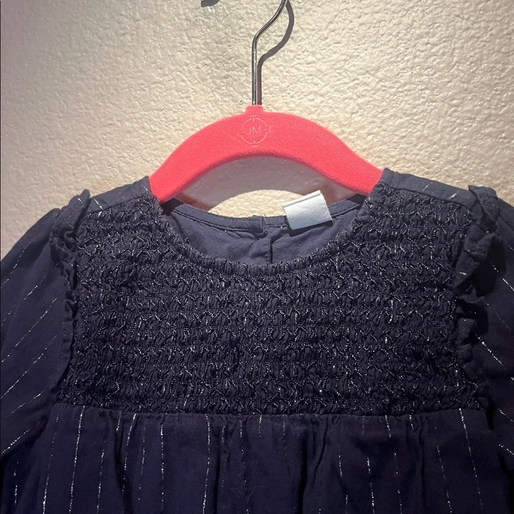 Baby GAP Girl’s Blue Silver Dress Smocked Front Detail Size 3T